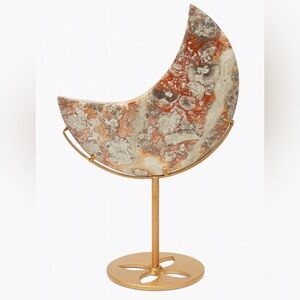Stunning Polished Agate Crescent Moon on Gold Stand